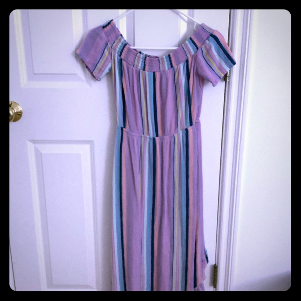Blue and purple stripe dress